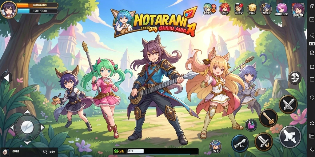 Screenshot gameplay <strong>99ZK</strong> menampilkan karakter anime beraksi di dunia yang penuh warna.
