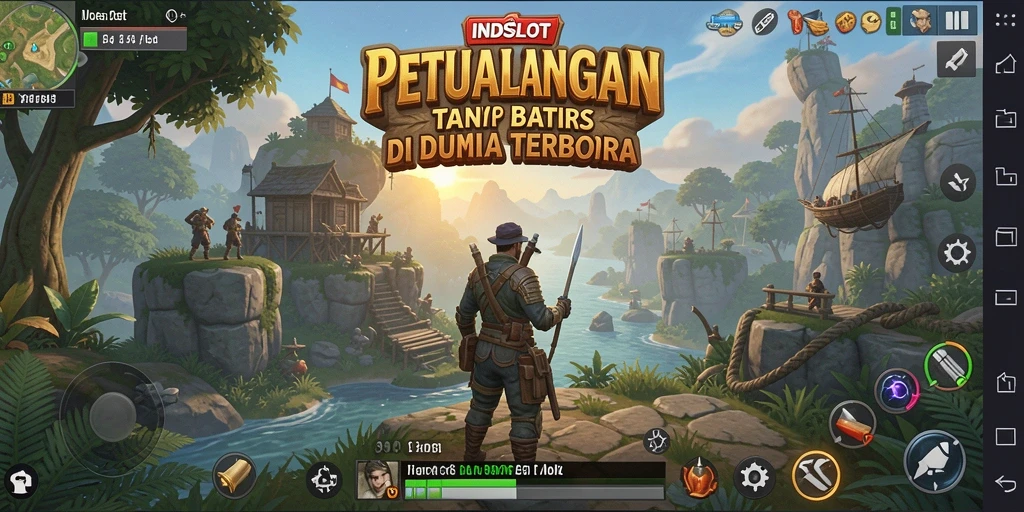Tangkapan layar INDSLOT menampilkan petualangan mendebarkan di dunia terbuka.