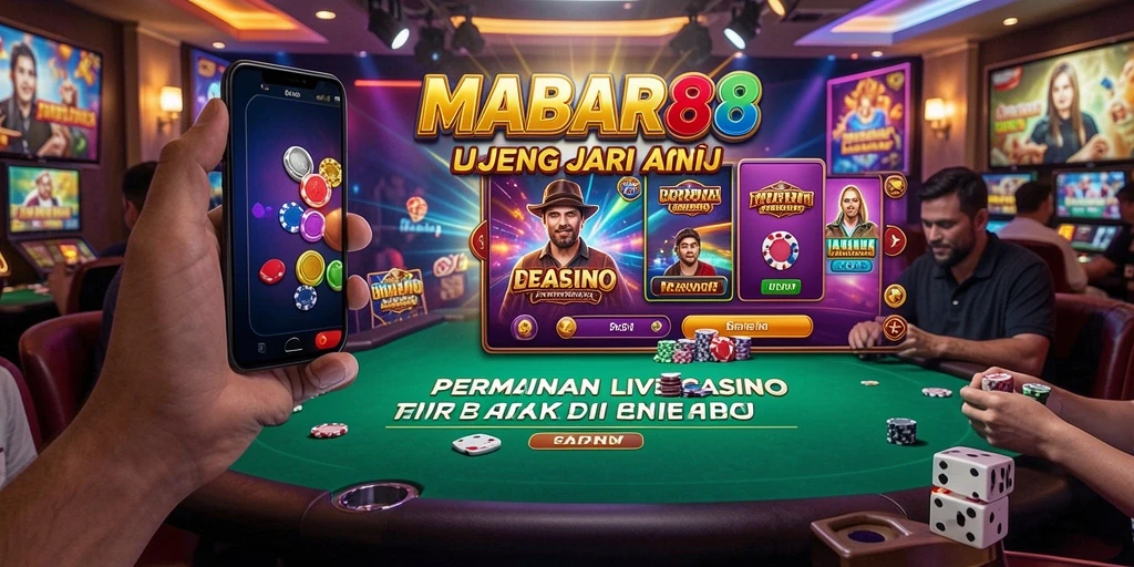 Tangkapan layar MABAR88 menampilkan dealer langsung dalam suasana kasino yang realistis.