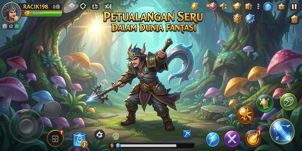 Screenshot menunjukkan aksi seru dari gameplay RACIK198 dalam petualangan yang menantang.