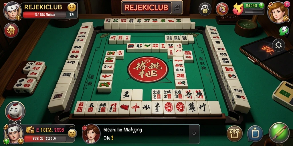 Gameplay menarik dalam REJEKICLUB menunjukkan suasana Mahjong yang seru.