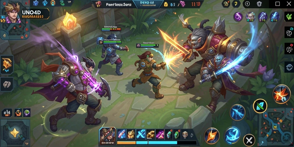 Tampilan gameplay seru dalam UNO4D dengan karakter unik dan strategi tim.
